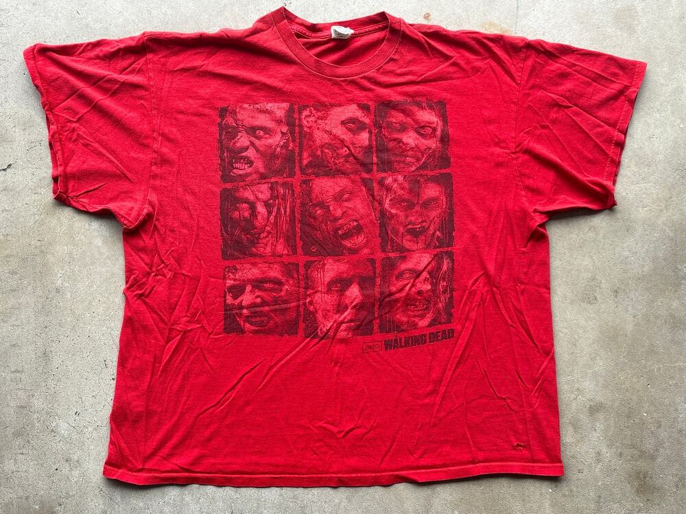 2016 The Walking dead Promo AMC zombie collage 3XL Shirt XXXL red